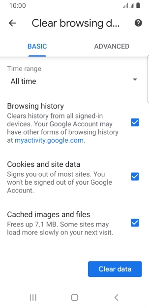 Press the fields next to the required data types.