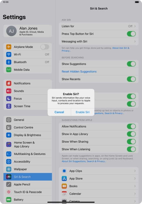 Press Enable Siri.