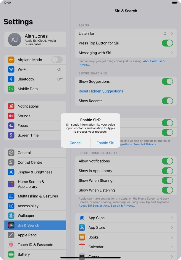 Press Enable Siri.
