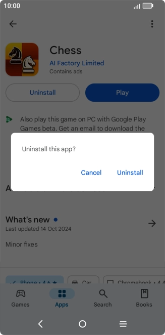 Press Uninstall.