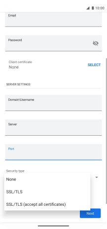 Press the required setting.
