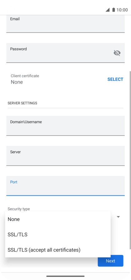 Press the required setting.