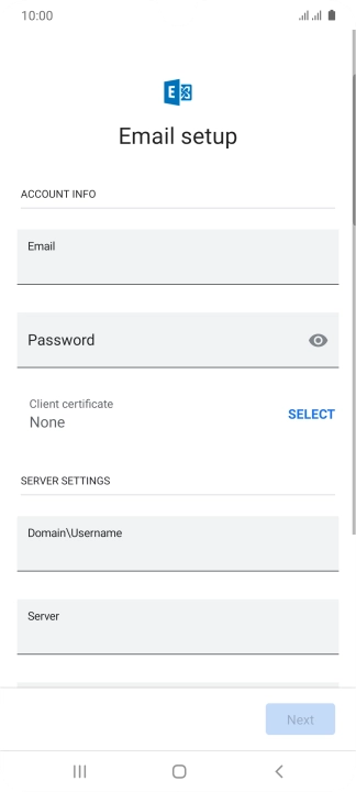 Press Password and key in the password for your email account.