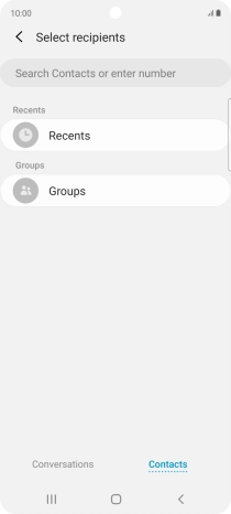 Press the search field and key in the first letters of the recipient's name.