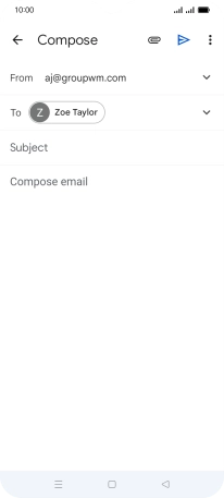 Press Subject and key in the subject for the email message.