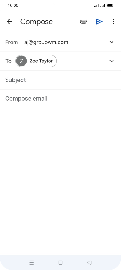 Press Subject and key in the subject for the email message.