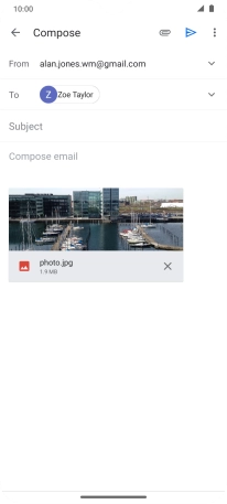 Press Subject and key in the subject of your email message.