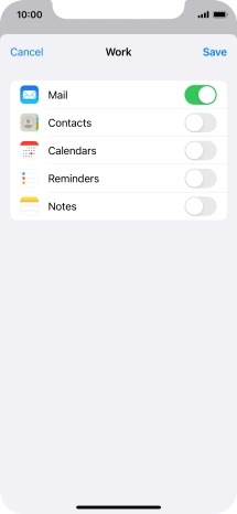 Press the indicators next to the required data types to turn synchronisation of each data type on or off.
