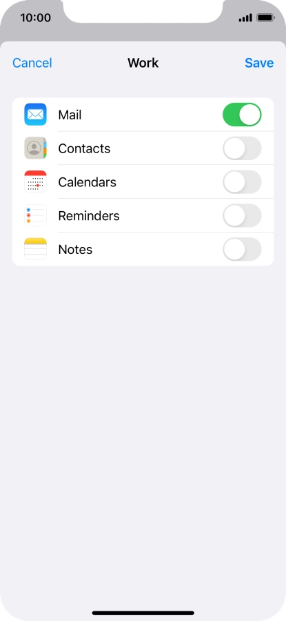 Press the indicators next to the required data types to turn synchronisation of each data type on or off.