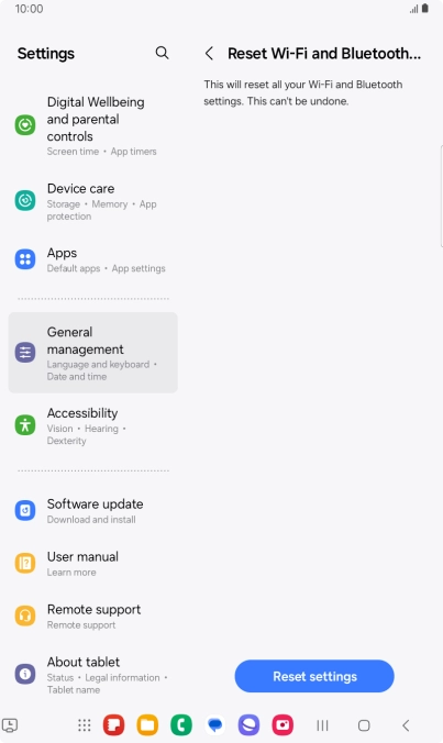 Press Reset settings.