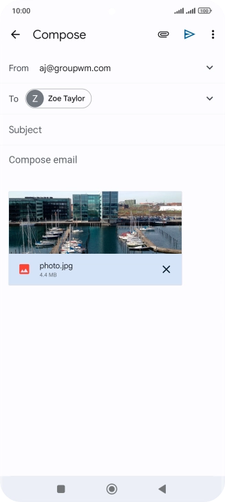 Press Subject and write the subject of your email message.