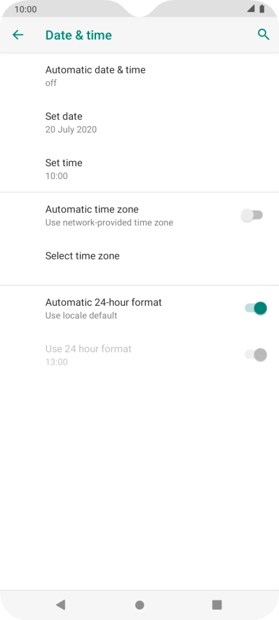Press Automatic date & time.