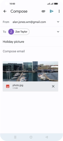 Press the text input field and write the text for your email message.