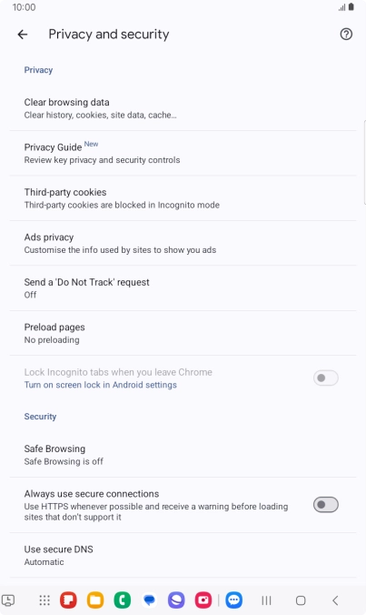 Press Clear browsing data.