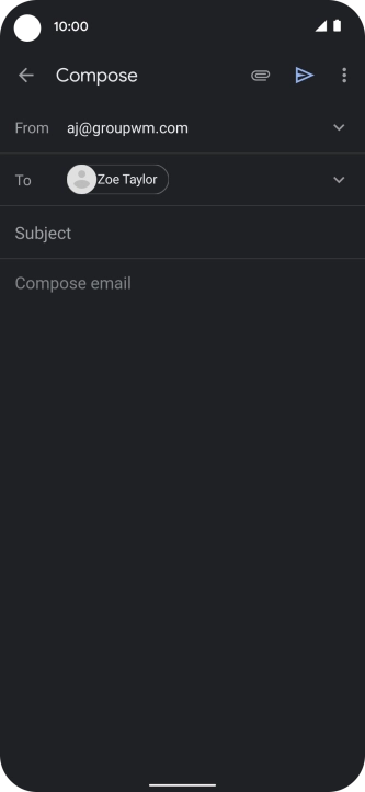 Press Subject and key in a subject.