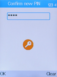 Key in the new PIN again and press the Left selection key.