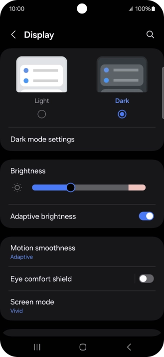 Press Dark mode settings.