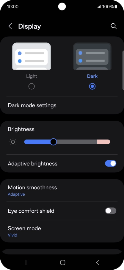 Press Dark mode settings.