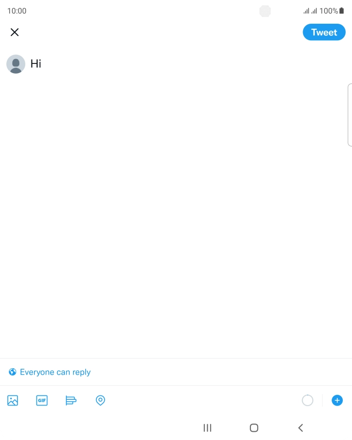 Write the required text and press Tweet.