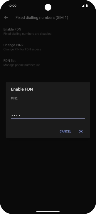 Key in your PIN2 and press OK. The default PIN2 is 1111.