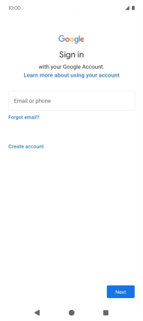 If you don't have a Google account, press Create account and follow the instructions on the screen to create an account.