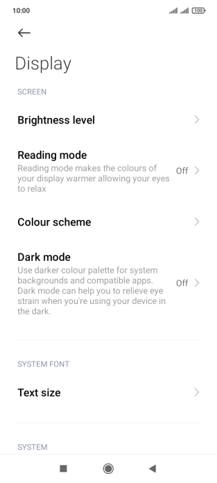 Press Brightness level.