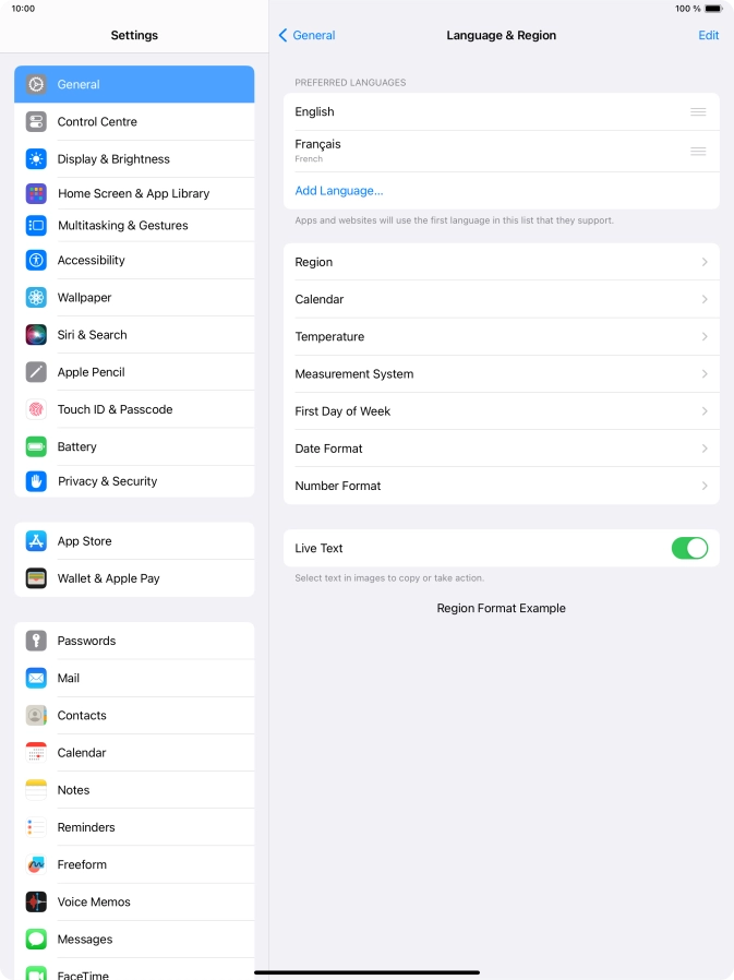 To subsequently select another language as the default language, press the move icon next to the required language and drag it to the top of the list.