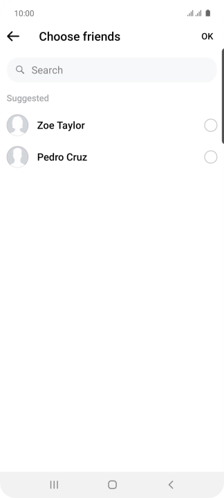 Press the search field and key in the first letters of the recipient's name.