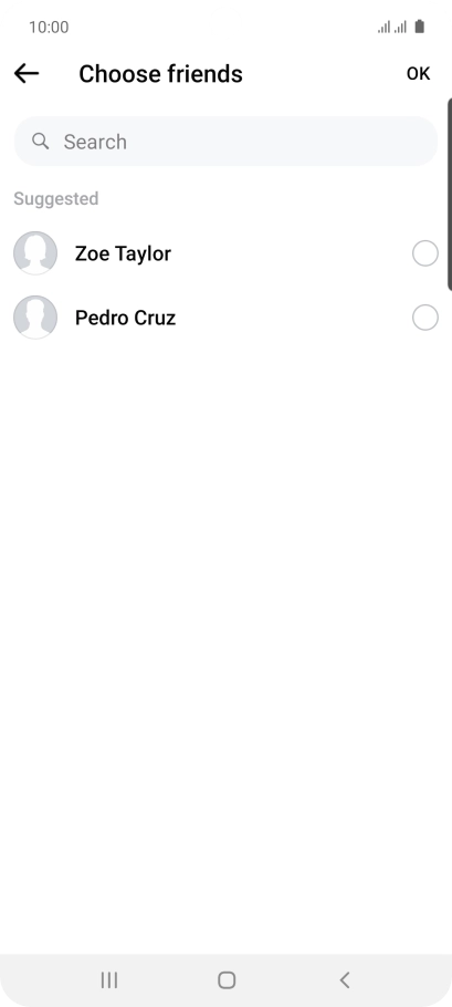 Press the search field and key in the first letters of the recipient's name.