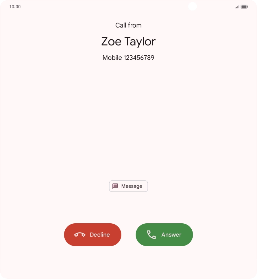 Press and drag the accept call icon upwards.
