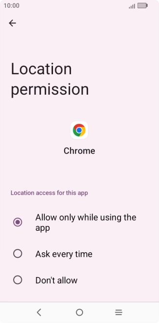 Press the required setting.