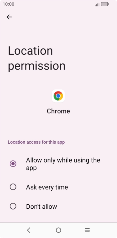 Press the required setting.