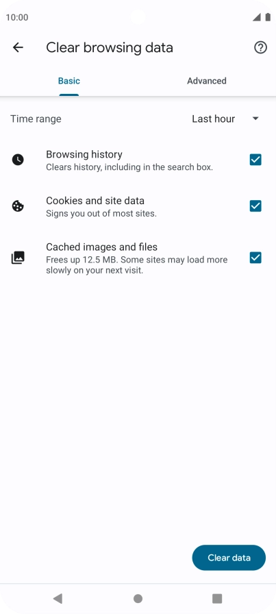 Press the fields next to the required data types.