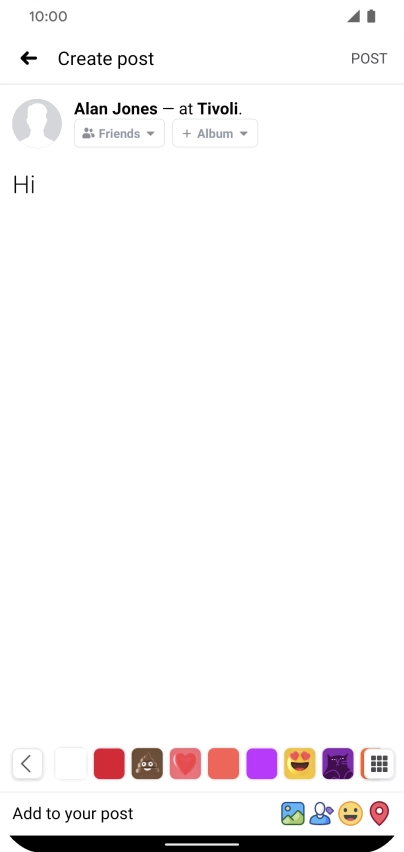 Write the required text and press POST.
