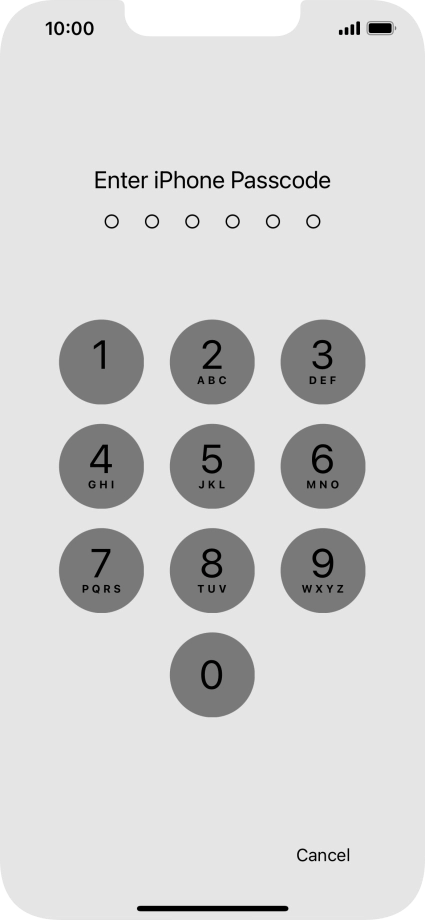 Use the phone lock code you created.