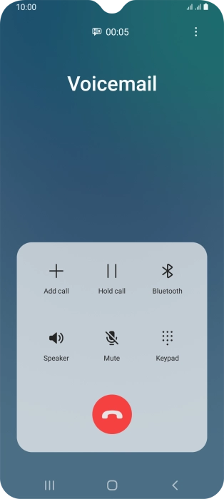 Press the end call icon.