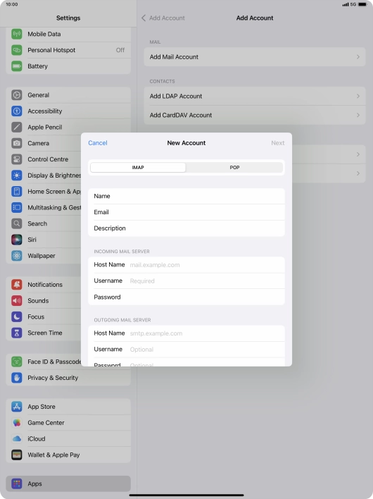 Press IMAP.