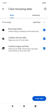 Press Clear data.