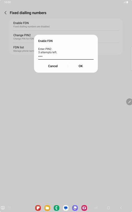 Key in your PIN2 and press OK. The default PIN2 is 1111.