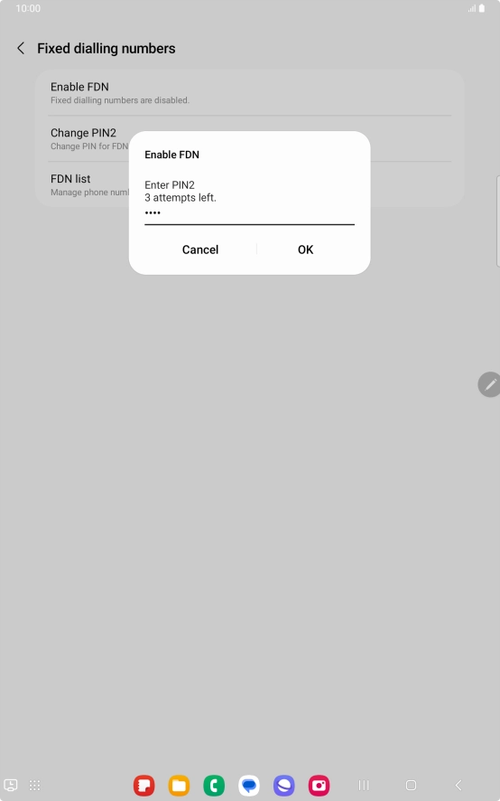 Key in your PIN2 and press OK. The default PIN2 is 1111.