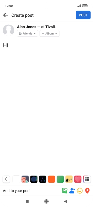 Write the required text and press POST.