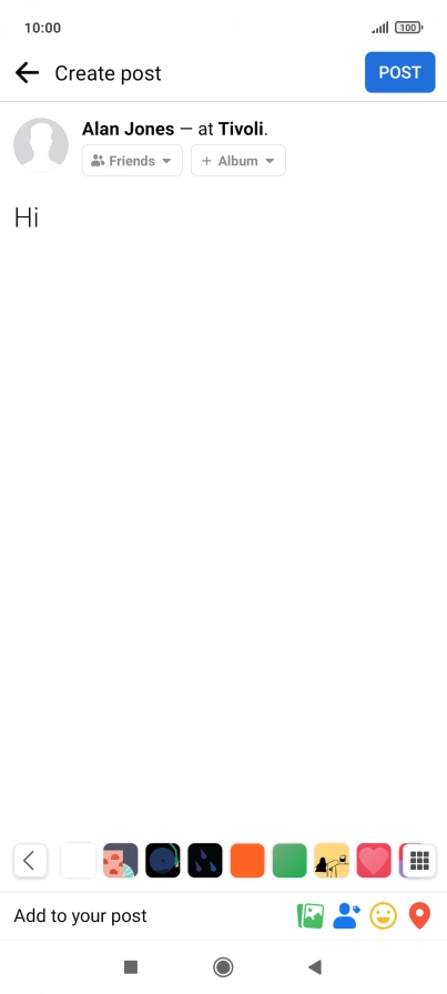 Write the required text and press POST.