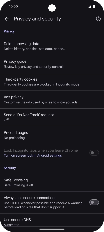Press Delete browsing data.