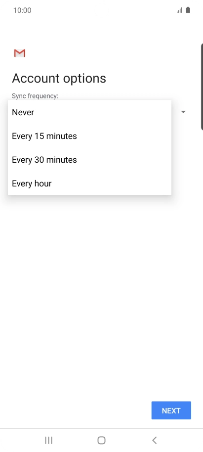 Press the required setting.