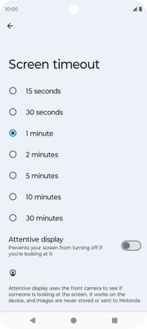 Press the required setting.