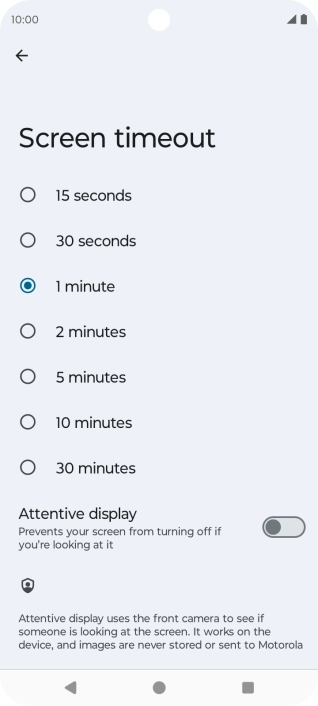 Press the required setting.