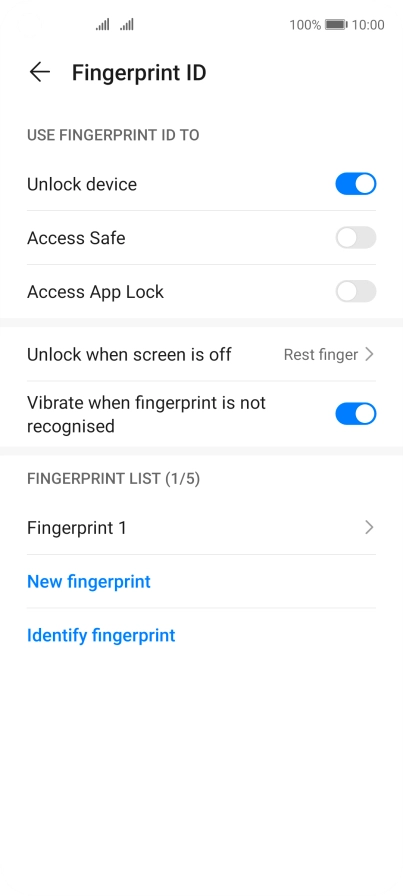 Press the indicators next to the required settings to turn them on or off.