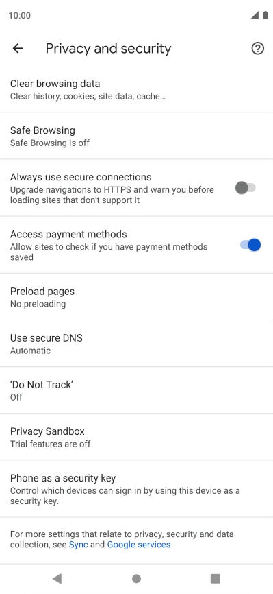 Press Clear browsing data.