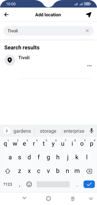Press the required location.