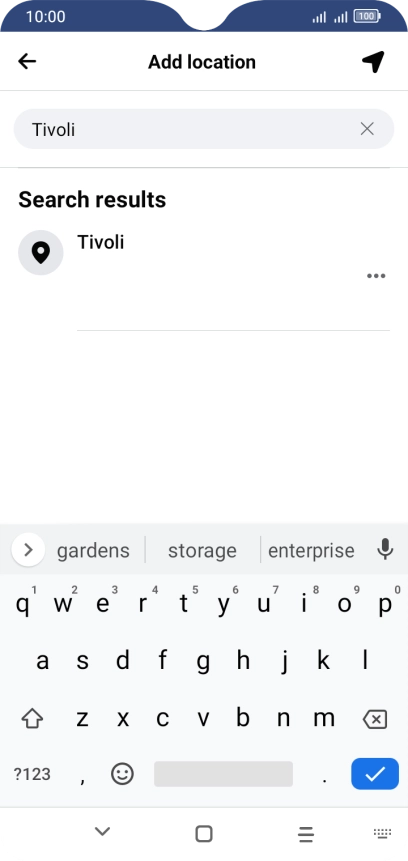 Press the required location.